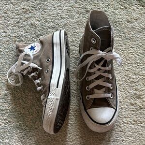 Converse High-Top Sneakers in Brown and White